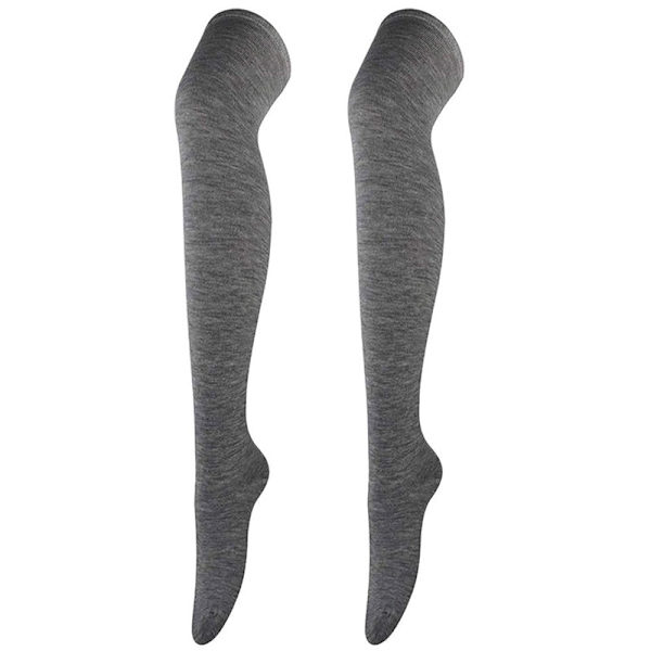 Naisten pitkät sukat syksy talvi korkeat sukat tytöille sopivat kaikkeen polven yli sukat esiintymisasut cosplay lämpimät 4 grey  54cm One Size