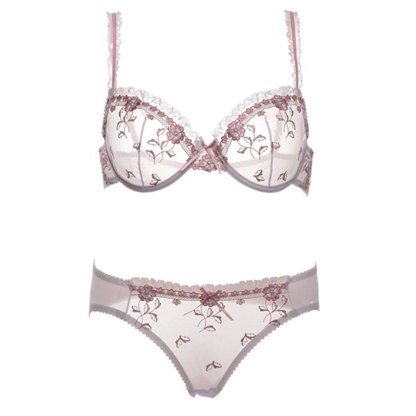 Varsbaby Sexig Broderad BH Set för Kvinnor White 42C