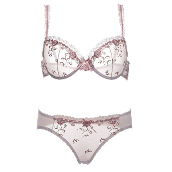 Varsbaby Sexy Broderi BH Sett for Kvinner Black 40D