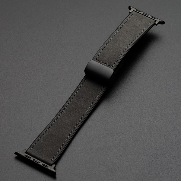 Klockarmband för Apple Watch iWatch 38/40/41mm, mörkgrå silikon med crazy horse-mönster och magnetspänne
