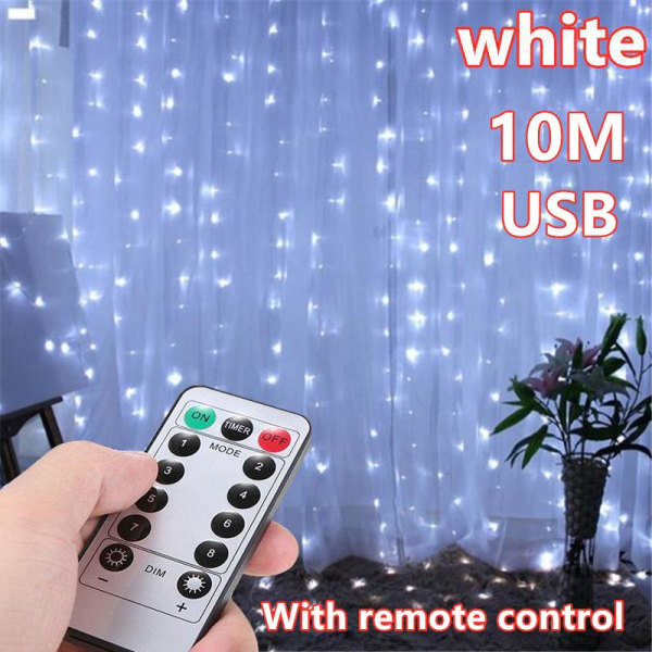 LED Fjärrkontroll Girlang Koppartråd Fairy Light för Vattentät Lysande Utomhusdekoration Ljus Warm white 20M