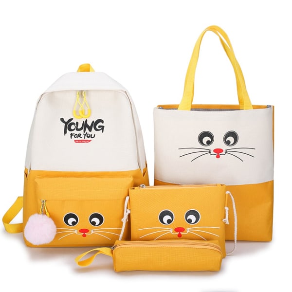 4 st/set Skolryggsäckar för damer Skolväska Daisy Canvas för tonårsflickor Student Bokväska Pojkar Portfölj Bolsas Mochilas Sac Ny B Pink backpacks