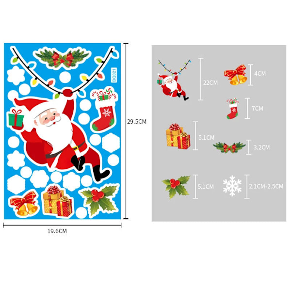 Jul Glasdekaler Heminredning Ornament Jul Snöflinga Jultomte Dörr Butiksfönster Dekal Nyår Juldekoration 23