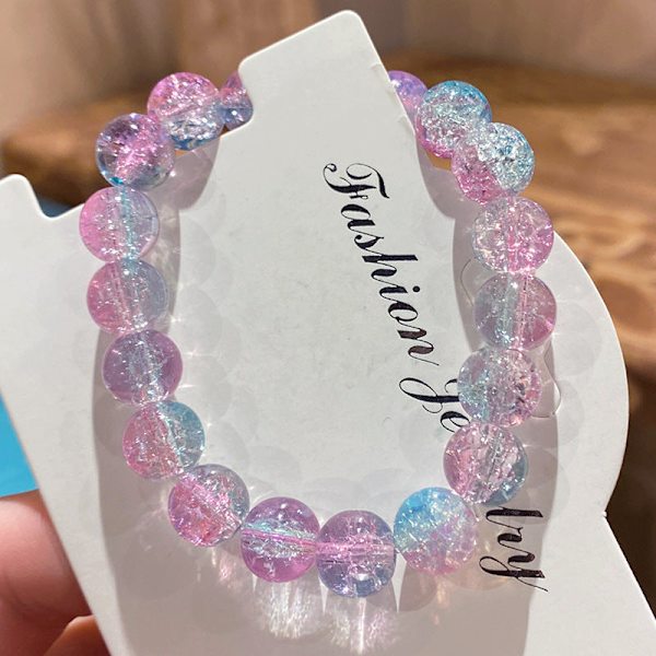 Knuste Perler Is Transparent Tofarget Armbånd Student Håndleke Armbånd Engros Kjærester Gave Barnas Dag Liten Gave Bøyelig Temperament Blue and Pink