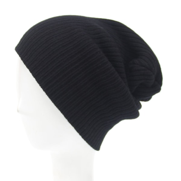 Ullstickad mössa för män och kvinnor, enfärgad, passar till allt, höst-vintermode, varmt öronsskydd, flätad mössa för vuxna Navy blue Average size
