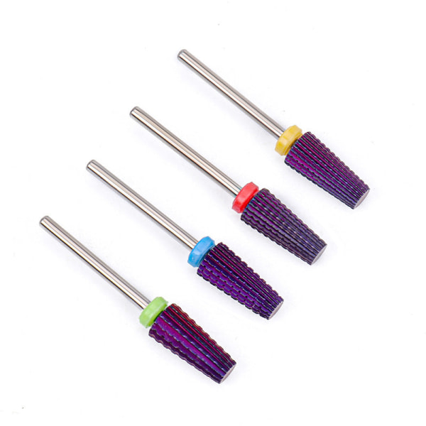 Fem-i-Én Multifunksjonell Trapesformet Slipehode Negl Wolframstål Gullfarget Slipehode Neglfjerner Krysstann Plating Fargelegering Manikyr Color F fine teeth (red)