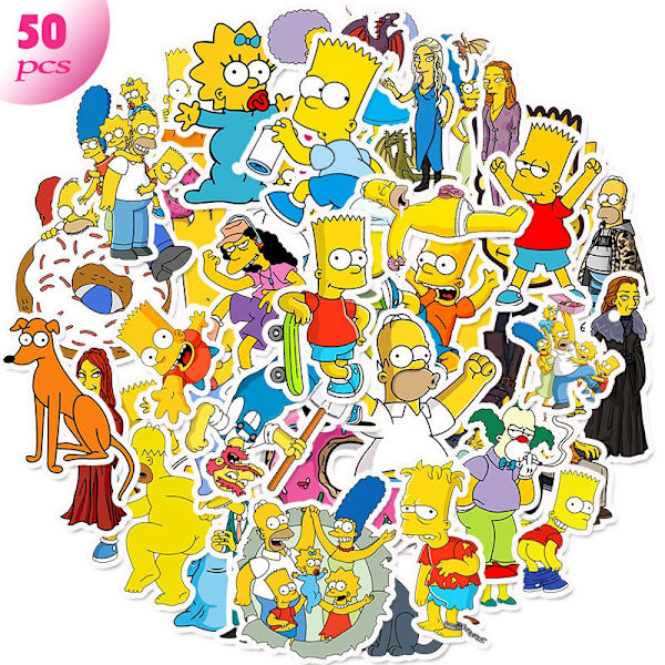 50 kpl Simpson-tarroja vedenpitävä tarra sarjakuvatarra skeittilaudalle reppuun muistikirjaan DIY-paperitarvikkeisiin klassinen lasten lelu lahja 50PCS3