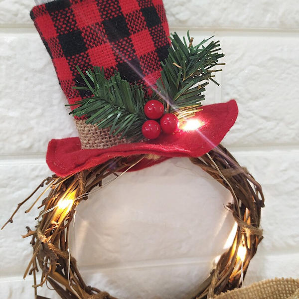 LED Julekrans Hengende Vegg Dør Tre Ornament Rottingkrans Kranssirkel Vegg Dørkrans Juledekor Dropshipping Round shape