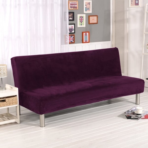 Plysjstoff Fold Armløs Sovesofa Trekk Sammenleggbart setetrekk Tykkere trekk Benk Sofabeskyttelse Elastisk Futon Trekk vinter Lemon S Size