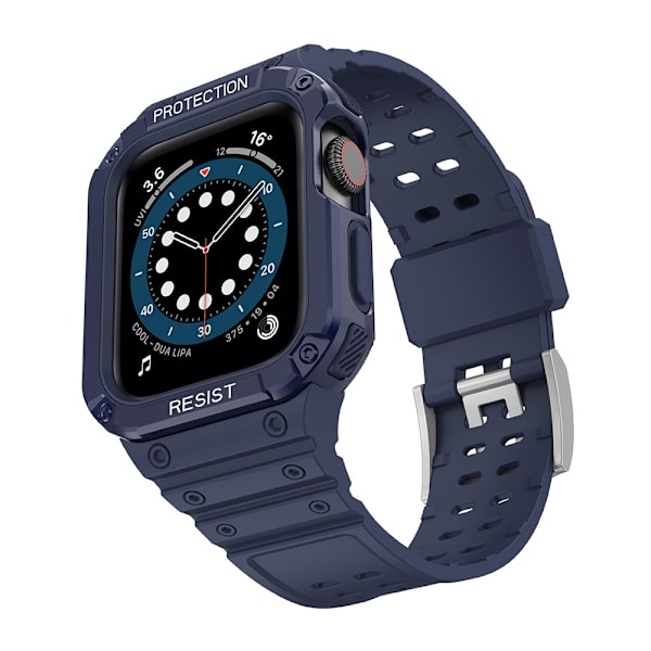 Klockarmband för Apple Watch iWatch 42 123 generationen/44/45/mm Djup havsblå + blå ram