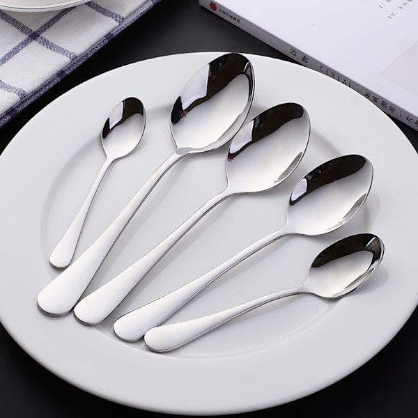 Bordbestikk i rustfritt stål skje kjøkken hotell skje husholdnings spiseskje suppeskje kaffeskje No. 1 spoon