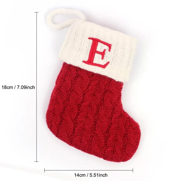 Hängbar Röd stickad Julstrumpa Snöflinga Bokstav Julstrumpa Julgranshängande Ornament 2024 Navidad Natal Xams B