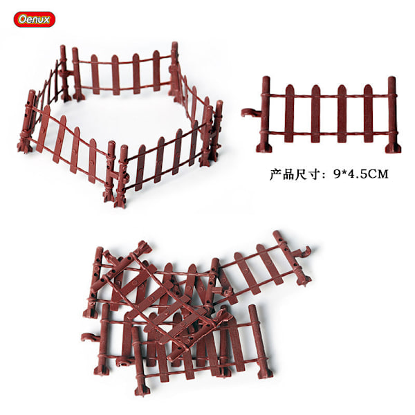 Mikro Landskap Scen Dekoration Hästgård Leksak Ladugård Djurmodell Leksaker Simulering Staket Tillbehör Djur Sandbord Leksak [DML] 7-piece fence set