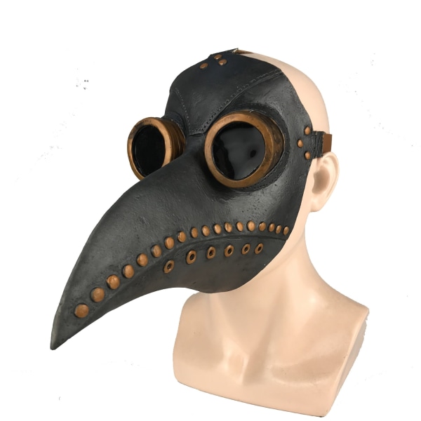 Rolig Latex Steampunk Plague Doctor Fågelmask Cosplay Long Nose Halloween Maskerad Dräkt rekvisita black brow