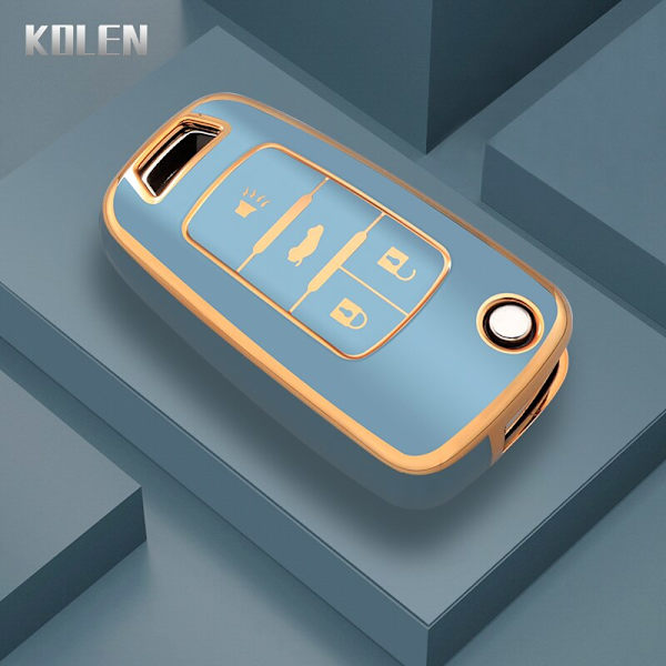 TPU Bil Flip Nyckel Fodral Skal För Chevrolet Cruze Aveo Trax Sail Malibu Captiva Opel Vauxhall Astra J Corsa Insignia Mokka 4 Button Gray