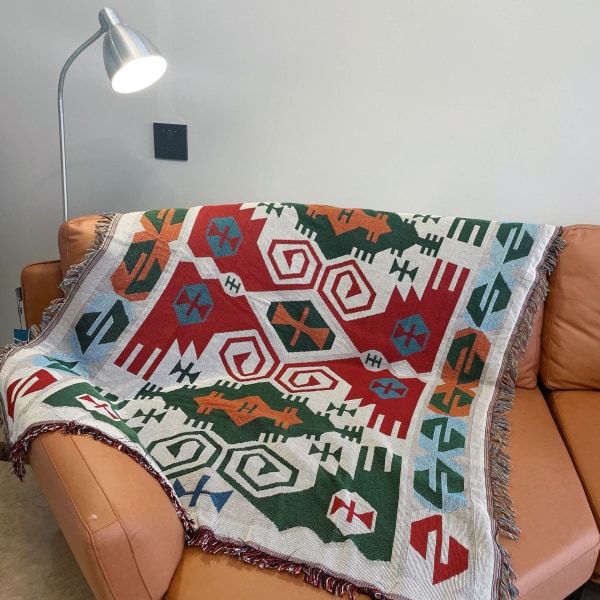 Vintage Sofföverdrag Handduk Bohemisk Stil Sofföverdrag Utomhus Vild Servett Bohemian D 180*130