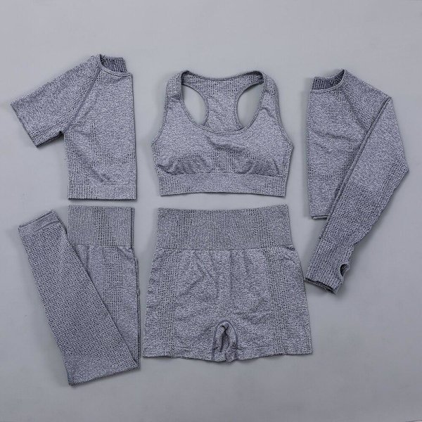 Yoga Sæt Træning Fitness Crop Top Højtaljede Leggings Sportsbeklædning Til Kvinder BraPantsPurple S