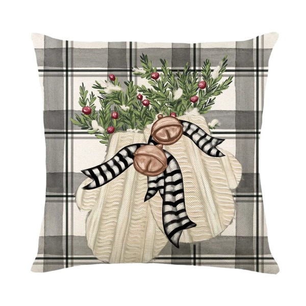Nytt Jul Kuddfodral Julgran Älg Snögubbe Örngott Heminredning Kuddfodral 45*45cm 2024 Nyårs Ornament D