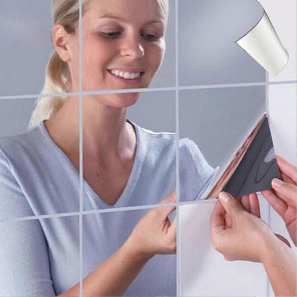 9 st DIY Fyrkantig Spegeleffekt Väggdekal Mosaik Vila Rum Fönsterdekor