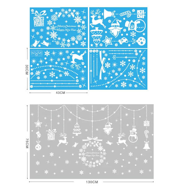 Jul Glasdekaler Heminredning Ornament Jul Snöflinga Jultomte Dörr Butiksfönster Dekal Nyår Juldekoration 9