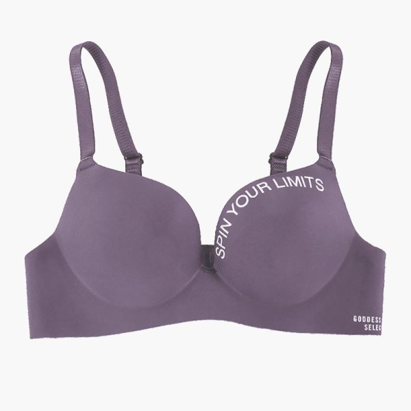 Sömlös behå med print för kvinnor utan stålring Mjuk is siden BH Sexig Push-up Samla BH Purple 36