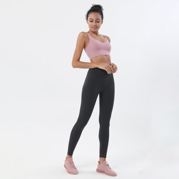 Yoga Set Sports Suit Kvinnor Lounge Wear Crop Toppar och Leggings Pink   Dark Gray L