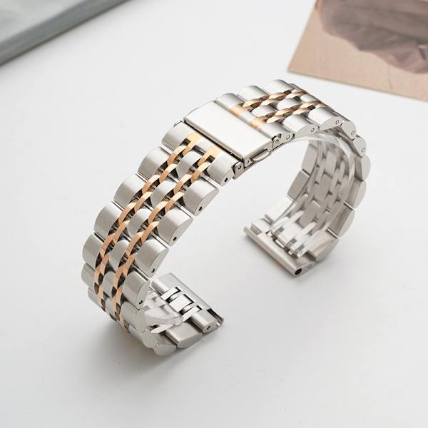 Klockarmband för Apple Watch iWatch för 42/44/45/49mm hoppspänne silver roséguld