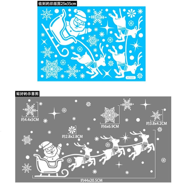 Jul Tomte Älg Snögubbe Fönsterdekaler Väggprydnad Jul Glasdekaler God Jul För Heminredning Nyår 2023 Blue