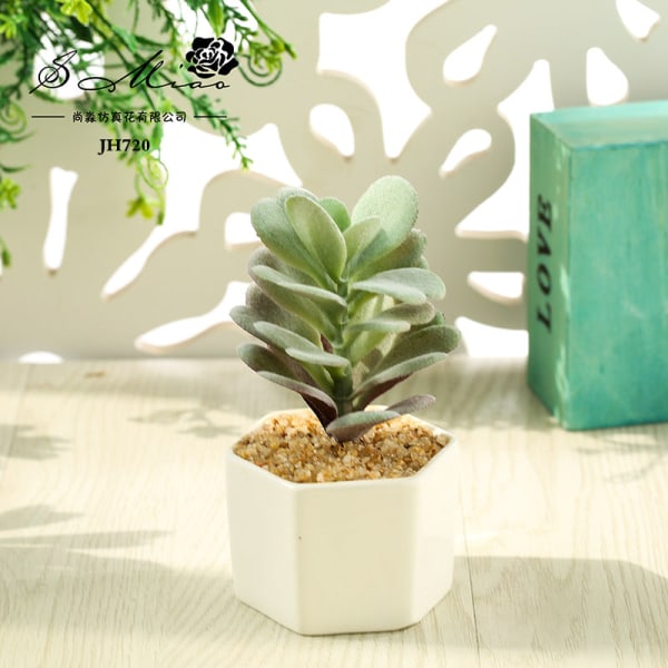 Kunstig sukkulent plante bonsai (potte inkluderet) Kunstig blomst kreativ dekoration kunstig plante Tianshan snow lotus autumn color