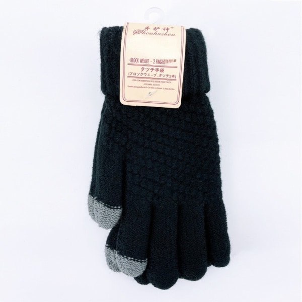 Cashmere strikkede vinterhansker for kvinner Cashmere strikkede dame herre høst vinter varme tykke hansker skjerm skihansker Red One Size