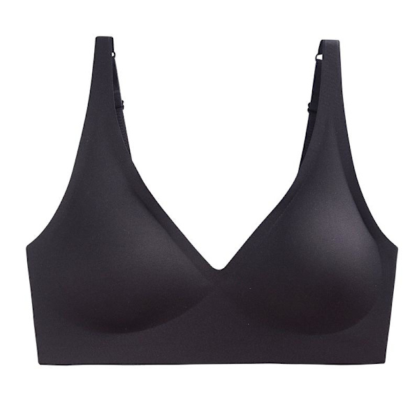 Japansk SUJI Osynlig-knapp Svart-teknologi BH Spårlösa Underkläder Damer Ingen Stålring Liten Byst Samlad Justering Black XL(85ABC)
