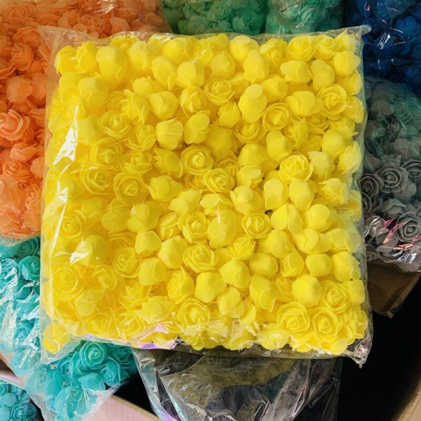 50/100/200/500 kpl 3 cm Vaahtoruusu Nallekarhulle Keinotekoiset Kukat DIY Lahjat Laatikko Häät Koristeellinen Joulu Kodin Sisustus 20 Väriä Yellow 100