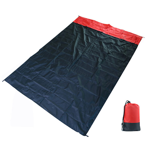 Strandtæppe Sandtæt Strandmåtte Strandlagen Vandtæt Sandmåtte med Pløkker Letvægtsmåtte til Picnic Camping RB SET 140X200cm