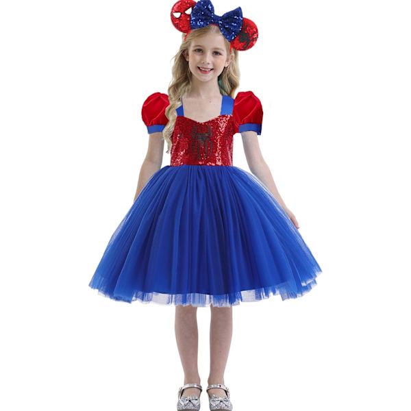 Disney Hämähäkkimies Cosplay Asut Prinsessamekko Tytöille Paljetit Hämähäkki Verkko Tutu Mekot Lapsille Syntymäpäivä Halloween Juhlat 7-8Y Tag-140 Spiderman only dress