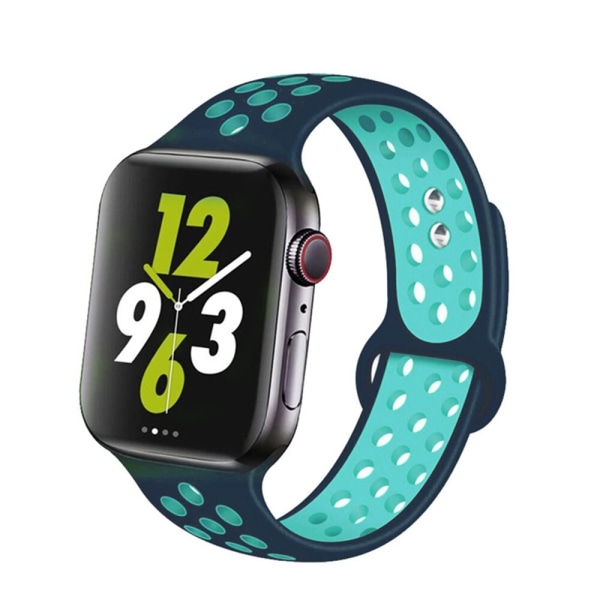 Silikonrem för Apple Watch band 44mm 40mm 38mm 42mm Andningsbart handled Sportbältesarmband iWatch serie 5 4 3 2 SE 6 klockband Dark light blue 38MM or 40MM-S M