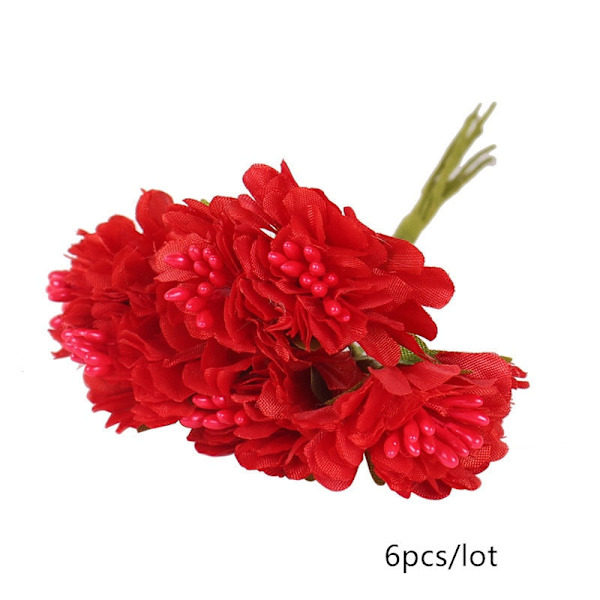 5/6/8/10/12/50/70/90 stk mini Røde Kunstige Blomster Pollenbær Bunt DIY Jul Bryllupskake Gaveeske Kranser Dekorasjon 21
