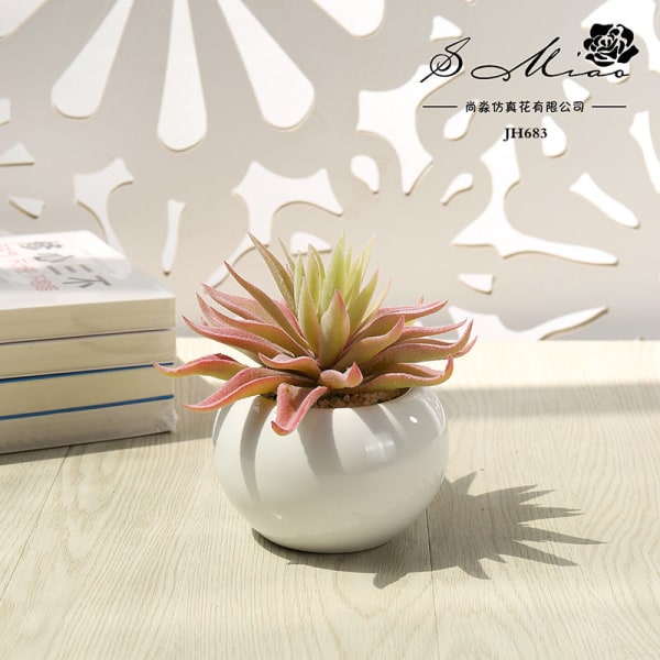Kunstig sukkulent plante i potte (potte inkluderet) Kunstig blomst Bonsai boligdekoration Kunstig plante New zebra aloe Green