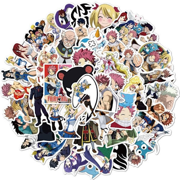 50 KPL Fairy Tail -tarrat autoihin, pyöriin, matkalaukkuihin, puhelimiin, kitaroihin, kannettaviin tietokoneisiin, jääkaappeihin, vedenpitävät klassiset lelutarrat 50pcs sticker