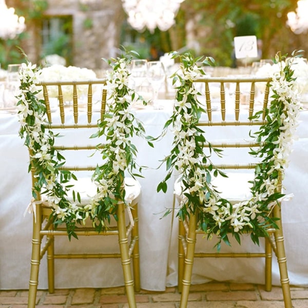 Kunstig Wisteria Blomster Ranke Efeu Blad Guirlande Silke Rose Blomster Rattan Snor Ranke Bryllupsbue Blomst Hjemmehave Dekoration G01-2pcs-leaves