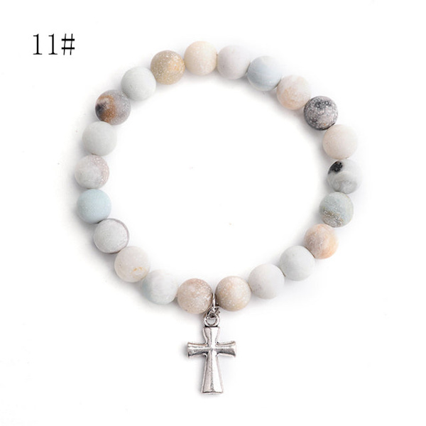 Muoti Naisten Rannekoru Matta Himmeä Amazoniittikivihelmiä Lootus OM Buddha -korulla Jooga Rannekoru 108 Mala Kaulakoru Dropshipping style B