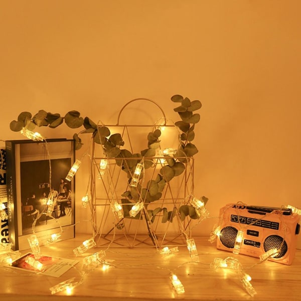 Led Photo Clip Lights String EU Plug Power Klädnypa Ram Garland Fairy Light Inomhus sovrumsinredning Bröllop Valentine Multicolor