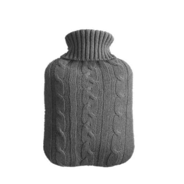 2000ml Varmvattenflaska med Stor Kapacitet, Högkvalitativa Varmvattenflaskor med Stickat Överdrag, Vintervarm Återanvändbar Handvärmare Dark Grey
