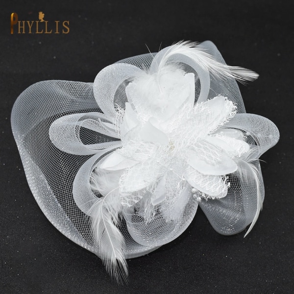 JM02 Vit Svart Brudfascinator Fågelburslöja Bröllopsmössa Kort Brudens Ansiktsslöja Charmig Kväll Blusher Veil Brudhuvudbonad White