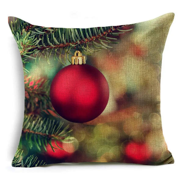 Merry Xmas Prydnadskuddar Överdrag 40/45/50cm Julgran Snögubbe Ornament Bollar Kuddfodral för Soffa Vardagsrum Heminredning 40cm x 40cm 01