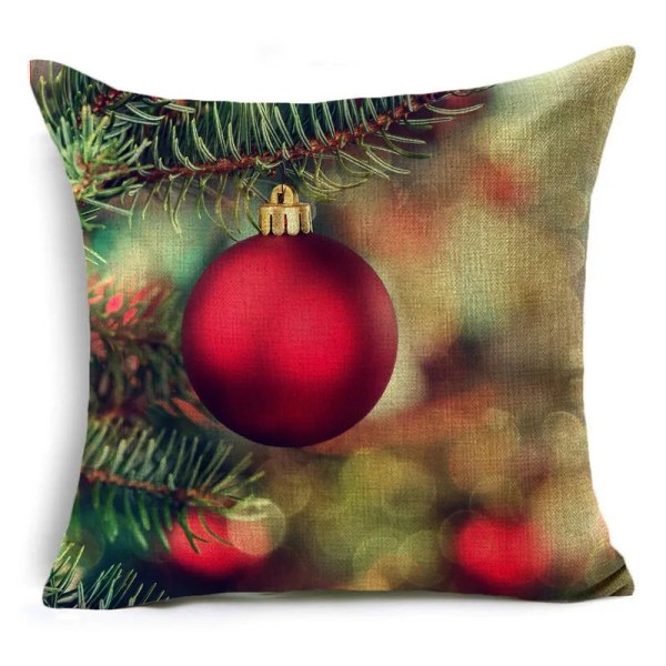Merry Xmas Prydnadskuddar Överdrag 40/45/50cm Julgran Snögubbe Ornament Bollar Kuddfodral för Soffa Vardagsrum Heminredning 40cm x 40cm 11