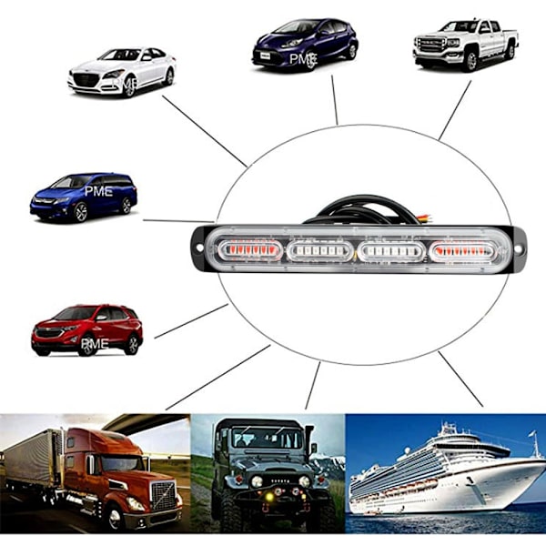 1 kpl 24smd LED Strobe -valo Auton hätävaroitusvalo 12V 24V Perävaunun kuorma-auton strobos Auto Diodi Keltainen Valkoinen Vilkkuva lamppu Y-White-Y