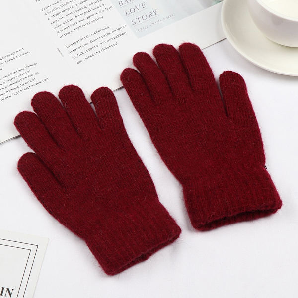 2023 Elastiska Fullfingerhandskar Varma Tjocka Cykelkörningsmode Dam Herr Vinter Varma Stickade Yllehandskar Utomhus New Cute-Pink One Size