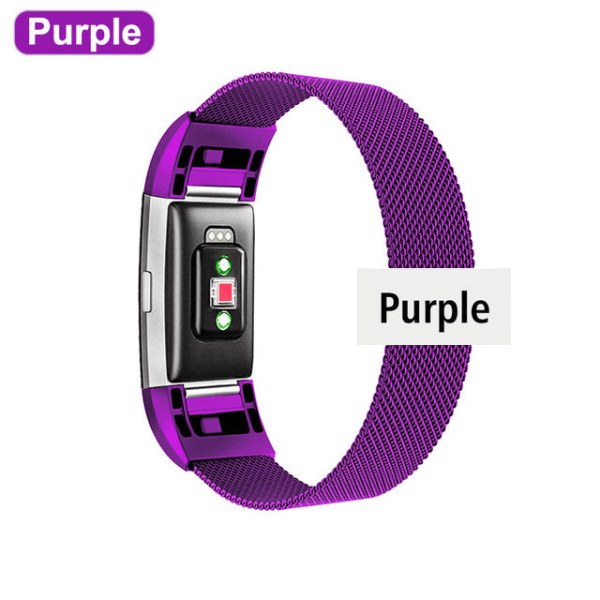 Magnetisk Milanese Loop Band i rostfritt stål för Fitbit Charge 2 band Ersättningsarmbandsrem för Fitbit Charge 3 4 Watchband Purple S--180mm--Charge 3