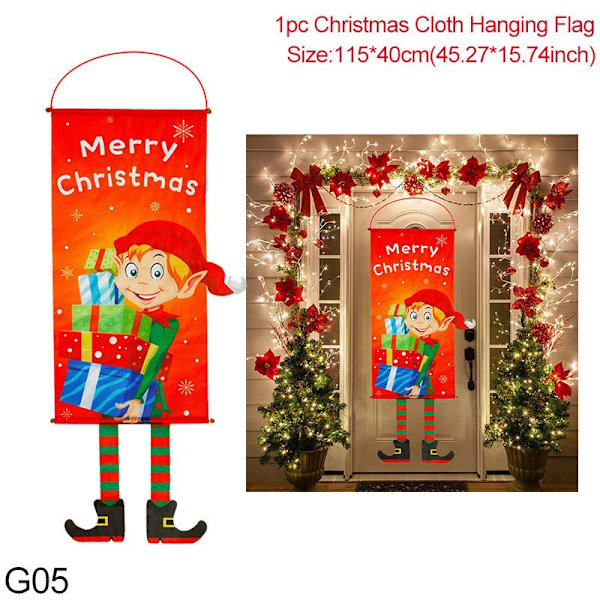 1 STK Jule Veranda Dør Banner Julemand Snemand Glædelig Jul Hængende Flag Julepynt Til Boligindretning Navidad G04 christmas tree