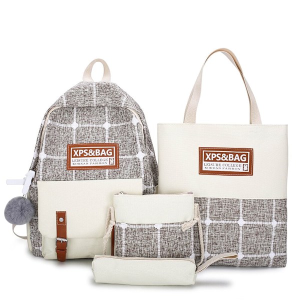 4 stk./sett Dame Skolesekker Skolesekk Tusenfryd Canvas For Tenåringsjenter Student Bokveske Gutter Skulderveske Bolsas Mochilas Sac Ny A  army green backpacks